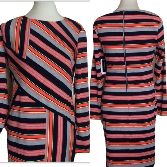 ECI Women  Stripe Multicolor Knit Sheath Dress - Picture 1 of 12